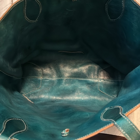 Bed Stu Teak and Teal Reversible Leather Tote Bag - Picture 6 of 6